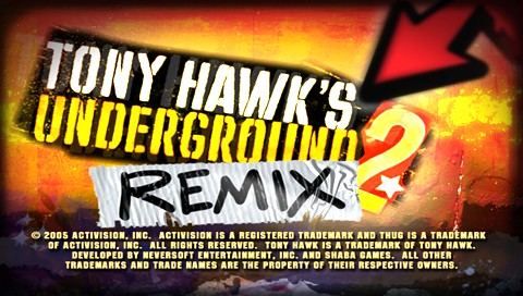 Tony Hawk's Underground 2 Remix title screen for PSP